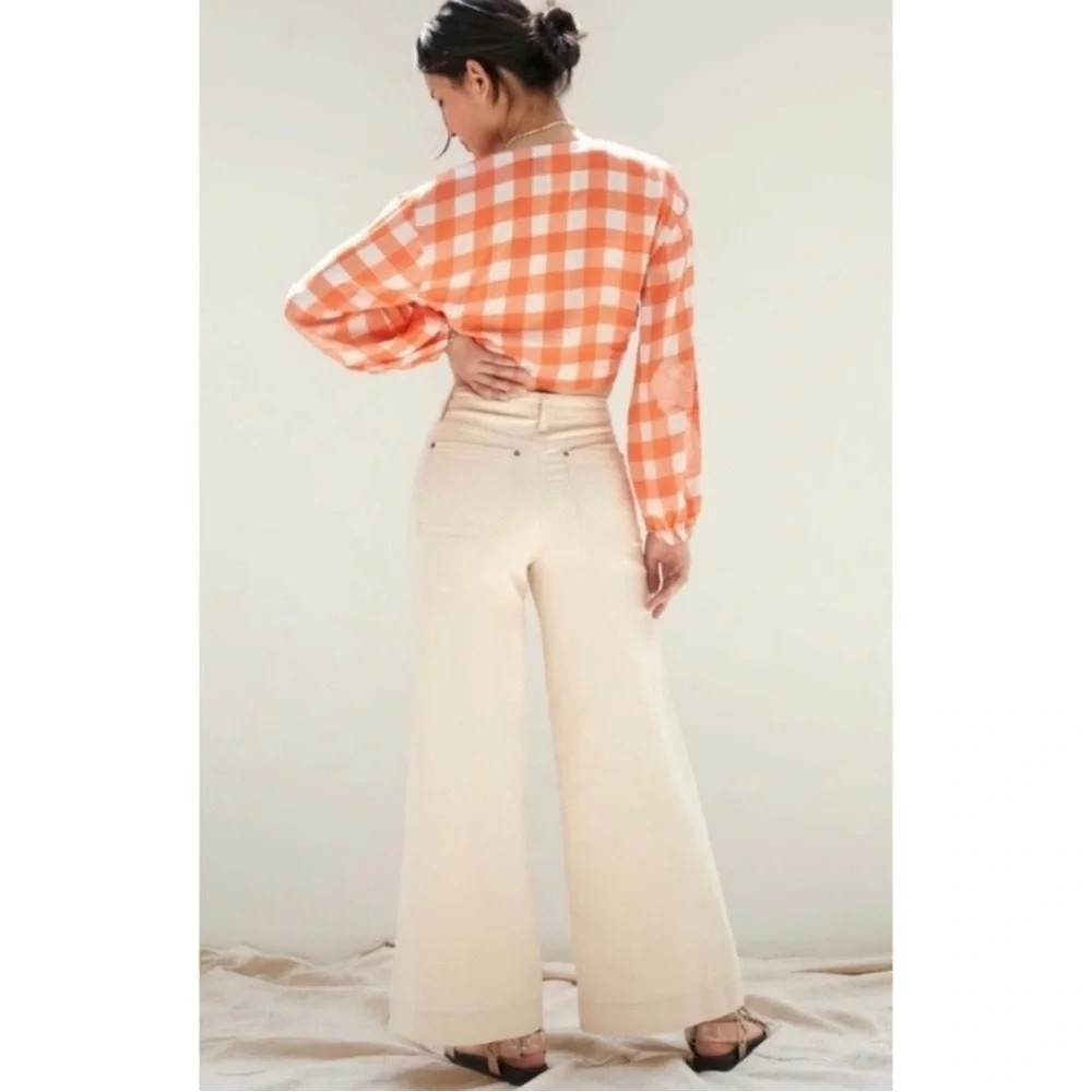 Maeve Jada Wide Leg Jeans Anthropologie 30 Cream Denim Casual Minimalist Classic - Picture 3 of 13